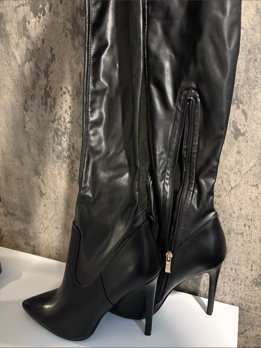 AKIRA Black Over-The-Knee Pointed Toe Stiletto Boots thigh high